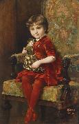 Alois Hans Schram Young Girl with Doll France oil painting artist